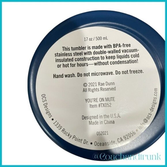 RAE DUNN Blue Double Walled Stainless Steel Tumbler You're On Mute - Picture 5 of 5